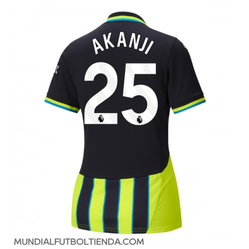 Camiseta Manchester City Manuel Akanji #25 Segunda Equipación Replica 2024-25 para mujer mangas cortas